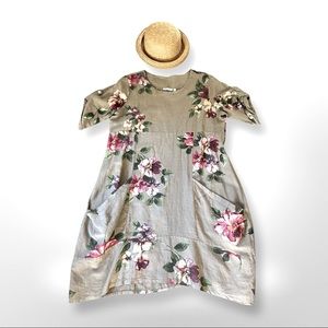 Made in Italy . Vintage  Style print linen dress